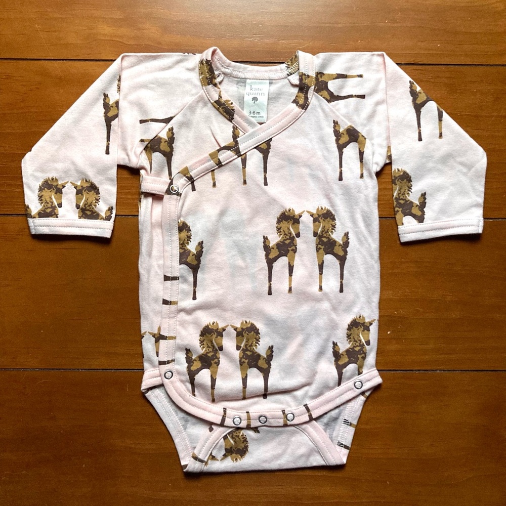 Kate Quinn Pink and Brown Horse Pattern Bodysuit